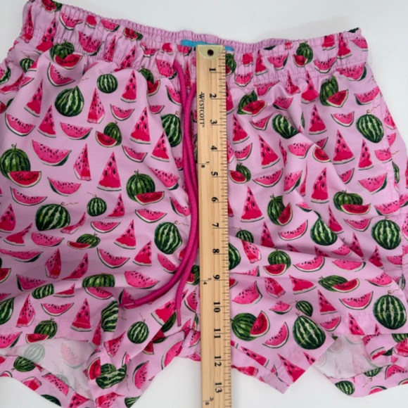 Happy Hour Swim Trunks Men Small Pink Watermelon Mesh Lined Shorts Elastic Waist - Picture 9 of 10